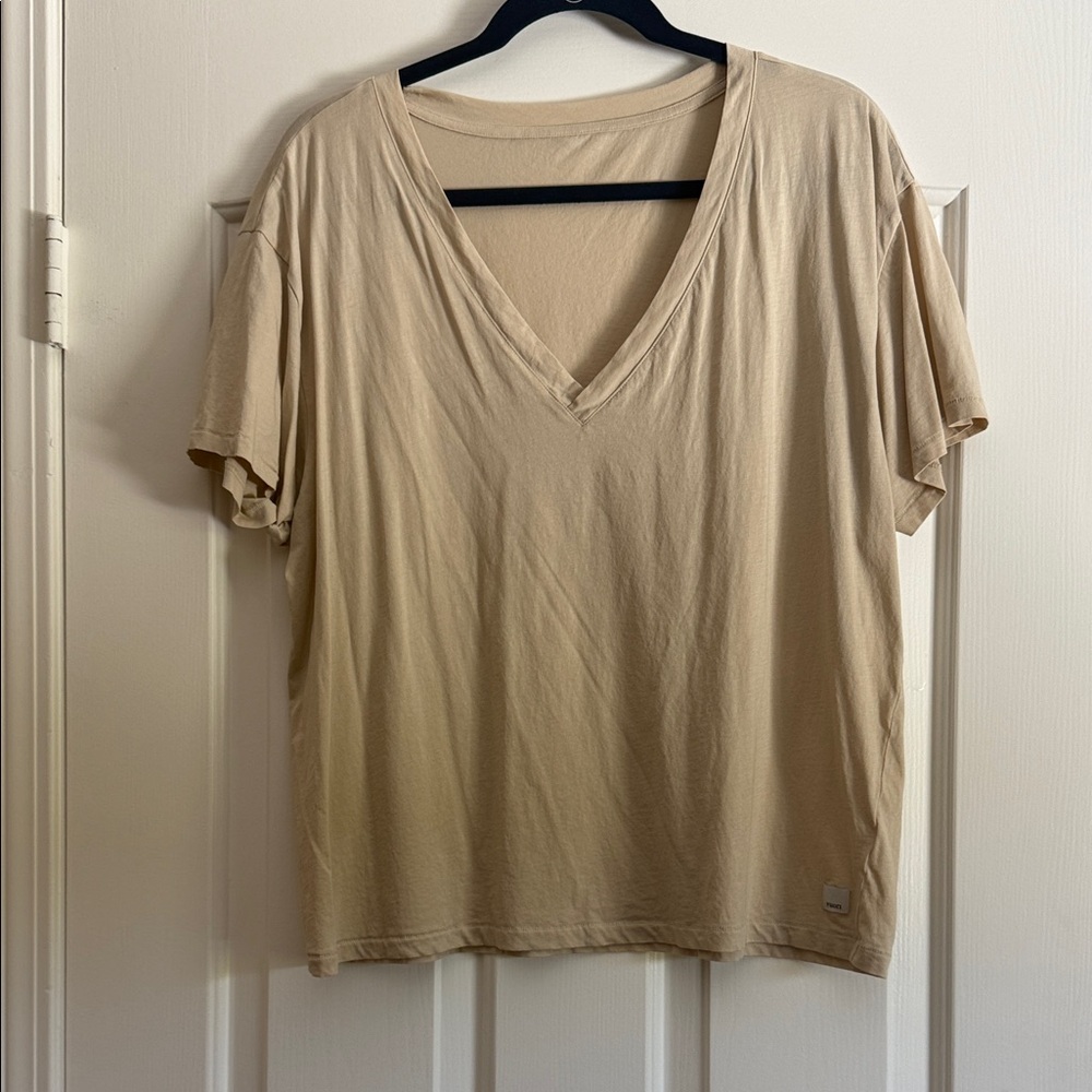 Vuori V-Neck Short Sleeve Women's Top - Beige